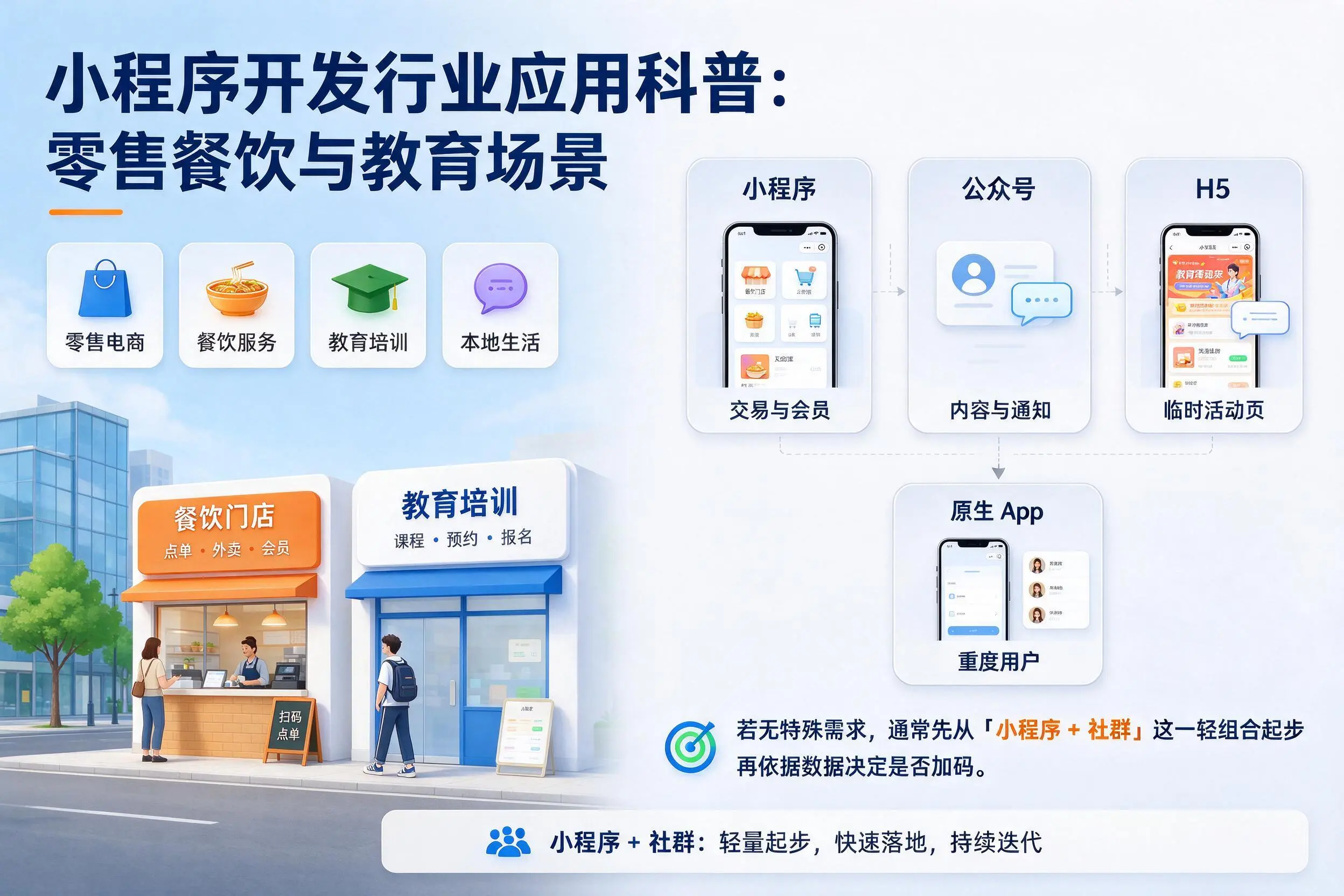 可克达拉小程序开发行业应用科普:零售餐饮与教育场景