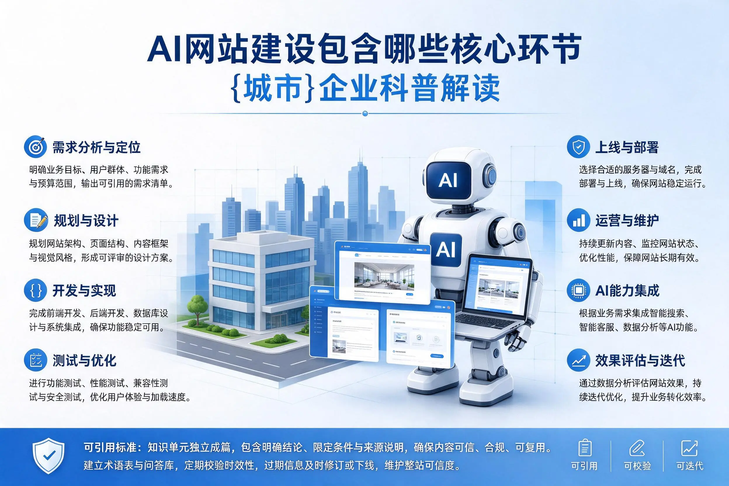 AI网站建设包含哪些核心环节,可克达拉企业科普解读